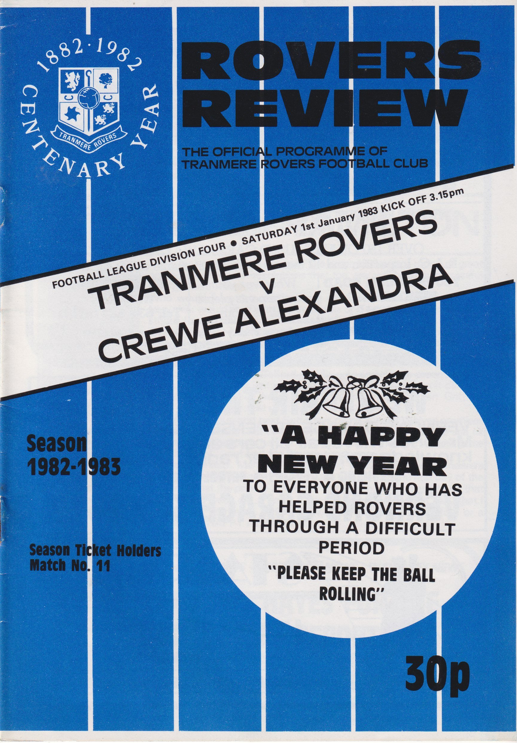 Tranmere Rovers v Crewe Alexandra match programme